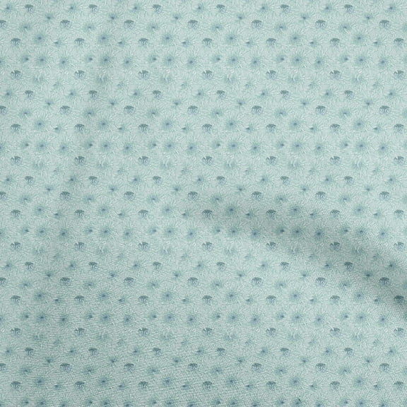 oneOone Polyester Lycra Dusty Teal Green Fabric Floral Quilting Supplies Print Sewing Fabric By The Yard 56 Inch Wide