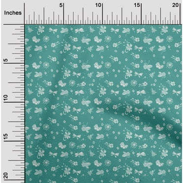 oneOone Polyester Lycra Dusty Teal Green Fabric Florals Sewing Craft Projects Fabric Prints By Yard 56 Inch Wide