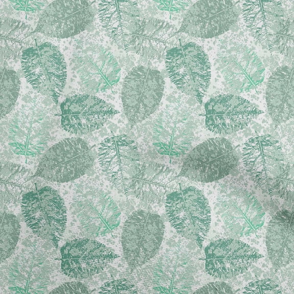 oneOone Polyester Lycra Dusty Teal Green Fabric Leaves Craft Projects Decor Fabric Printed By The Yard 56 Inch Wide
