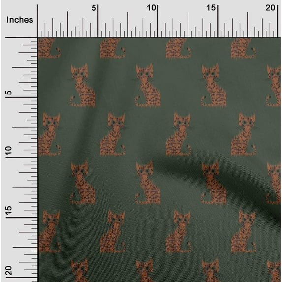 oneOone Polyester Lycra Fabric Cat Ikat Print Fabric BTY 56 Inch Wide