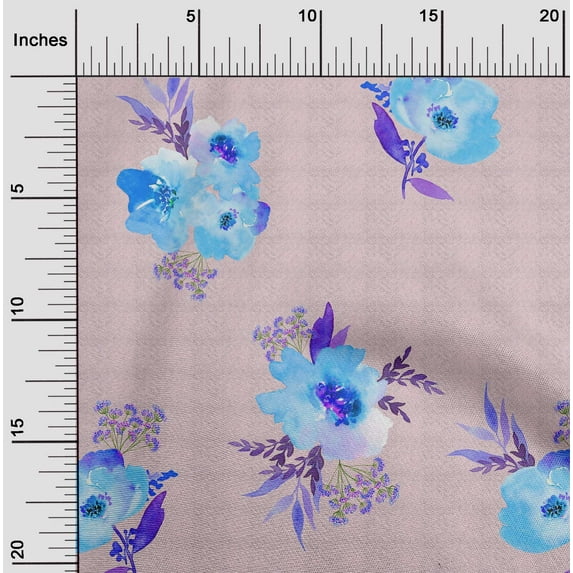 oneOone Polyester Lycra Fabric Chevron|Watercolor Leaves & Peony Floral Print Fabric By The Yard 56 Inch Wide