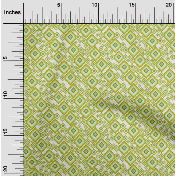 oneOone Polyester Lycra Fabric Diamond Flame Stitch Print Fabric By Yard 56 Inch Wide