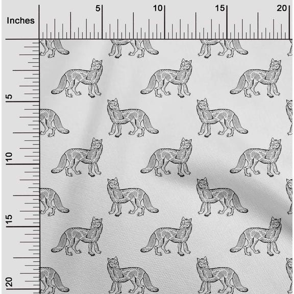 oneOone Polyester Lycra Fabric Fox Block Print Fabric BTY 56 Inch Wide