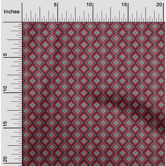 oneOone Polyester Lycra Fabric Geometric Flame Stitch Fabric Prints By Yard 56 Inch Wide