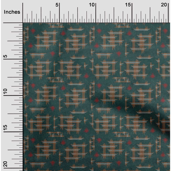 oneOone Polyester Lycra Fabric Geometric Kasuri Print Fabric BTY 56 Inch Wide