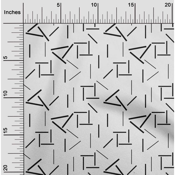 oneOone Polyester Lycra Fabric Line Geometric Printed Fabric 1 Yard 56 Inch Wide