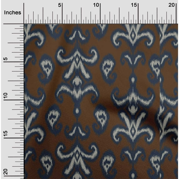 oneOone Polyester Lycra Fabric Paisley & Floral Ikat Print Fabric BTY 56 Inch Wide