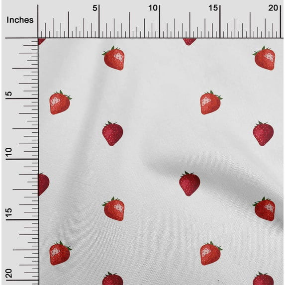 oneOone Polyester Lycra Fabric Strawberry Fruit Print Fabric BTY 56 Inch Wide