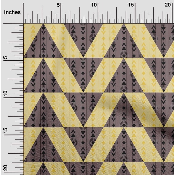 oneOone Polyester Lycra Fabric Stripe|Diamond & Triangle Geometric Fabric Prints By Yard 56 Inch Wide