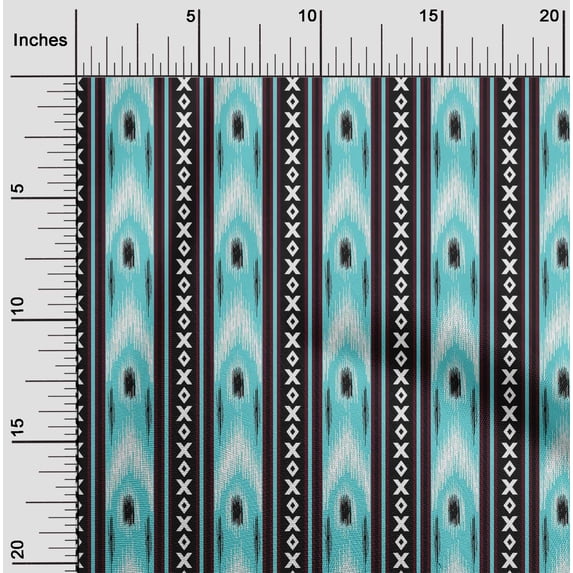 oneOone Polyester Lycra Fabric Stripe & Geometric Ikat Print Fabric By Yard 56 Inch Wide