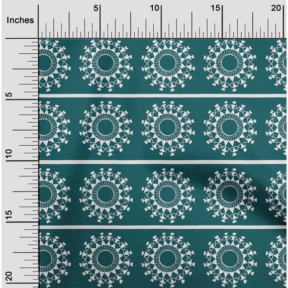 oneOone Polyester Lycra Fabric Stripe & Mandala Block Decor Fabric Printed BTY 56 Inch Wide