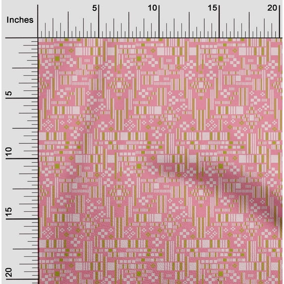 oneOone Polyester Lycra Fabric Stripe & Square Geometric Fabric Prints By Yard 56 Inch Wide