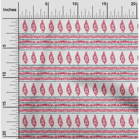oneOone Polyester Lycra Fabric Stripe|Swirl & Floral Block Printed Fabric 1 Yard 56 Inch Wide