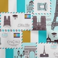 thumbnail image 1 of oneOone Polyester Lycra Gamboge Yellow Fabric Paris Postcard Quilting Supplies Print Sewing Fabric By The Yard 56 Inch Wide, 1 of 6