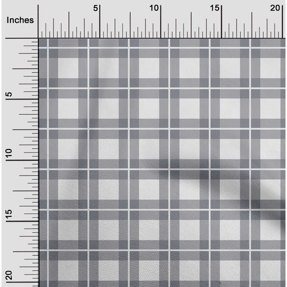 oneOone Polyester Lycra Gray Fabric Gingham Check Quilting Supplies Print Sewing Fabric By The Yard 56 Inches Wide
