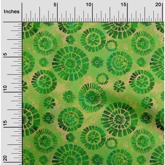oneOone Polyester Lycra Green Fabric Batik Diy Clothing Quilting Fabric Print Fabric By Yard 56 Inch Wide - 4M