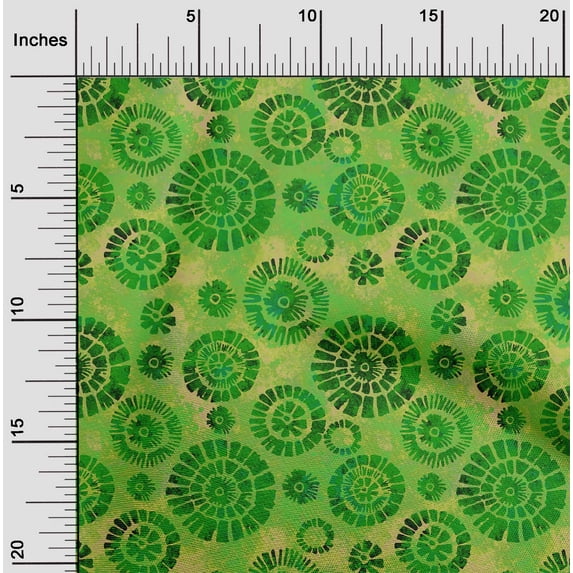 oneOone Polyester Lycra Green Fabric Batik Sewing Material Print Fabric By The Yard 56 Inch Wide - 7C