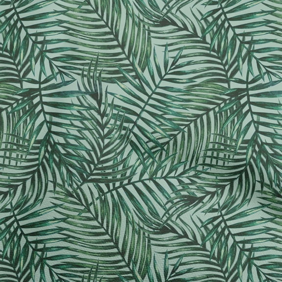 oneOone Polyester Lycra Green Fabric Leaves Dress Material Fabric Print Fabric By The Yard 56 Inch Wide