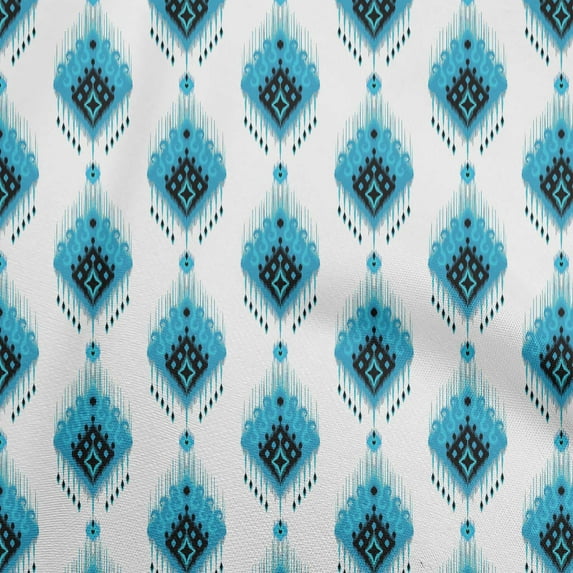 oneOone Polyester Lycra Iris Blue Fabric Ikat Quilting Supplies Print Sewing Fabric By The Yard 56 Inch Wide