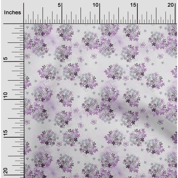 oneOone Polyester Lycra Lavender Fabric Flower Watercolor Fabric For Sewing Printed Craft Fabric By The Yard 56 Inches Wide