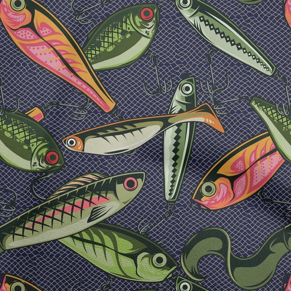 oneOone Polyester Lycra Light Green Fabric Fish Sewing Material Print Fabric By The Yard 56 Inch Wide