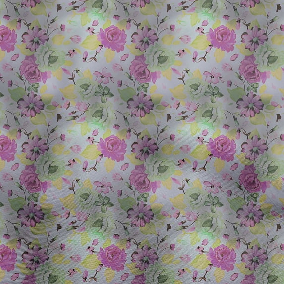 oneOone Polyester Lycra Light Purple Fabric Florals Craft Projects Decor Fabric Printed By The Yard 56 Inch Wide