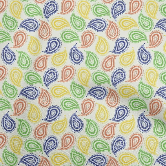oneOone Polyester Lycra Light Yellow Fabric Paisleys Sewing Fabric By The Yard Printed Diy Clothing Sewing Supplies 56 Inch Wide