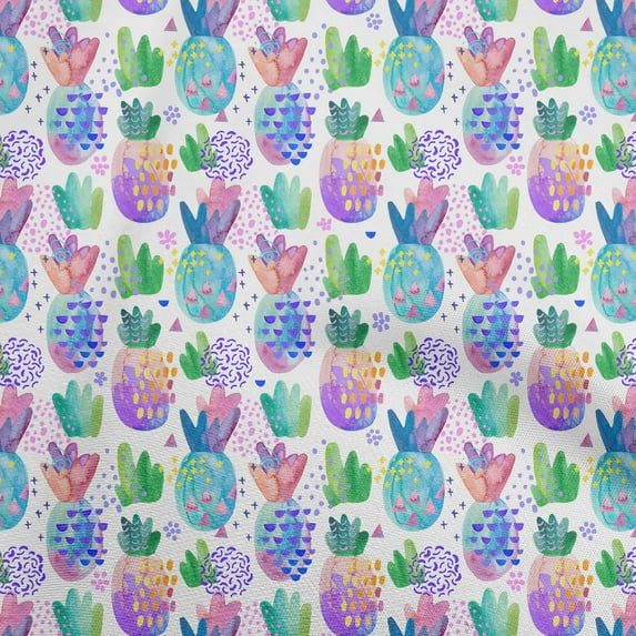 oneOone Polyester Lycra Medium Purple Fabric Pineapple Sewing Material Print Fabric By The Yard 56 Inch Wide