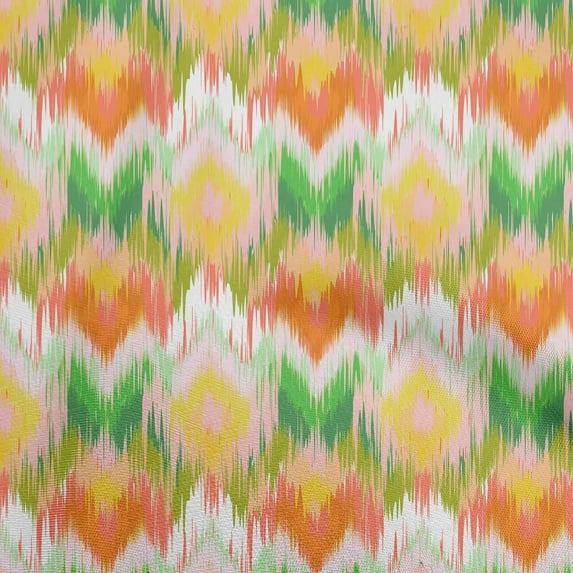 oneOone Polyester Lycra Mint Green Fabric Ikat Craft Projects Decor Fabric Printed By The Yard 56 Inch Wide