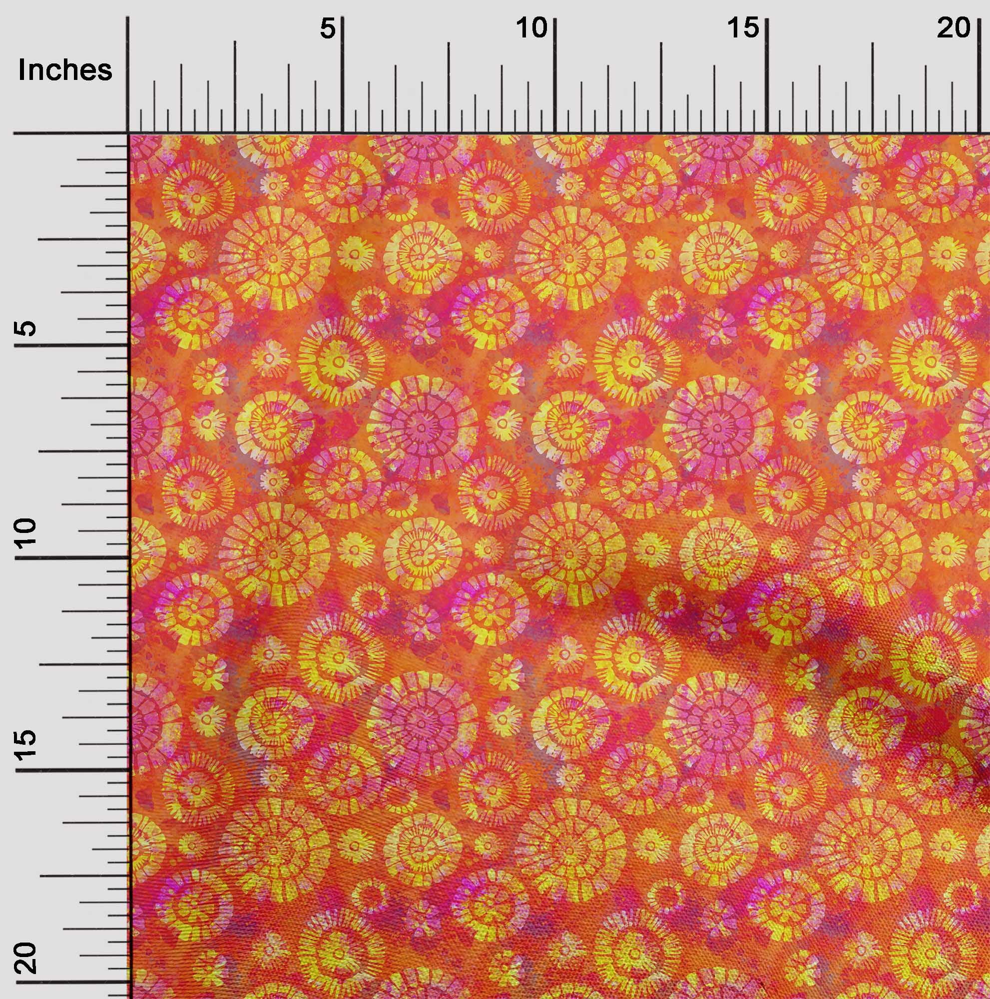 oneOone Polyester Lycra Orange Fabric Batik Diy Clothing Quilting Fabric Print Fabric By Yard 56 Inch Wide - JK