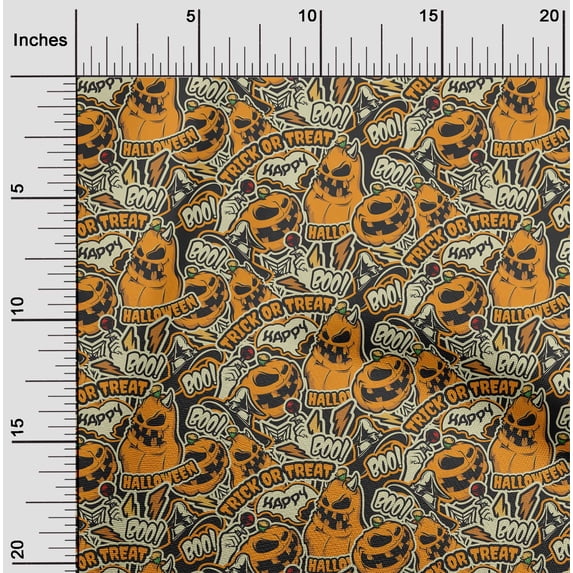 oneOone Polyester Lycra Orange Fabric Halloween Quilting Supplies Print Sewing Fabric By The Yard 56 Inch Wide