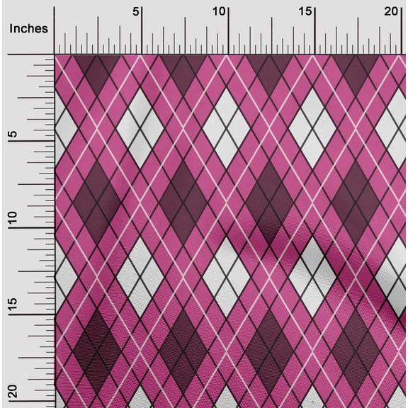 oneOone Polyester Lycra Pink Fabric Argyle Check Diy Clothing Quilting Fabric Print Fabric By Yard 56 Incheses Wide