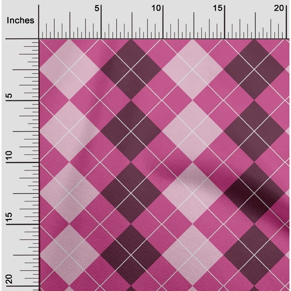 oneOone Polyester Lycra Pink Fabric Argyle Check Sewing Craft Projects Fabric Prints By Yard 56 Inches Wide