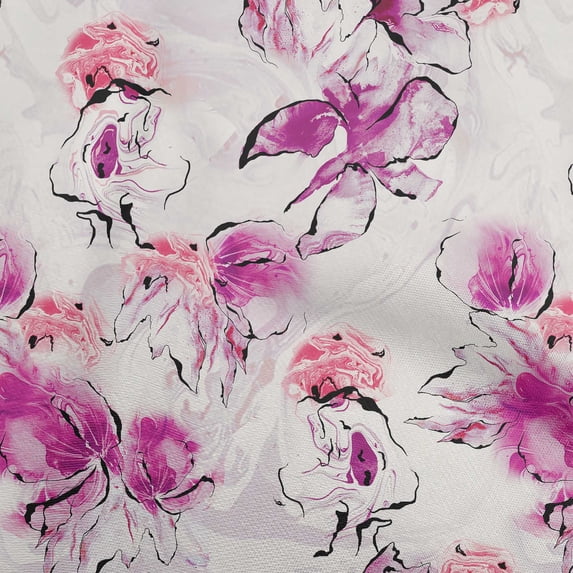 oneOone Polyester Lycra Pink Fabric Floral & Sewing Craft Projects Fabric Prints By Yard 56 Inch Wide