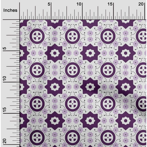 oneOone Polyester Lycra Purple Fabric Geometric Block Craft Projects Decor Fabric Printed By The Yard 56 Inches Wide