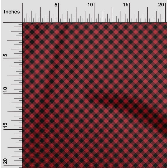 oneOone Polyester Lycra Red Fabric Check Fabric For Sewing Printed Craft Fabric By The Yard 56 Inch Wide