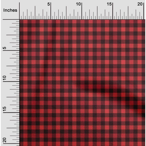 oneOone Polyester Lycra Red Fabric Check Sewing Material Print Fabric By The Yard 56 Inch Wide