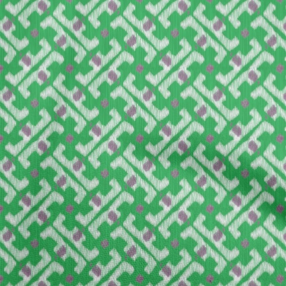 oneOone Polyester Lycra Sea Green Fabric Ikat Quilting Supplies Print Sewing Fabric By The Yard 56 Inch Wide