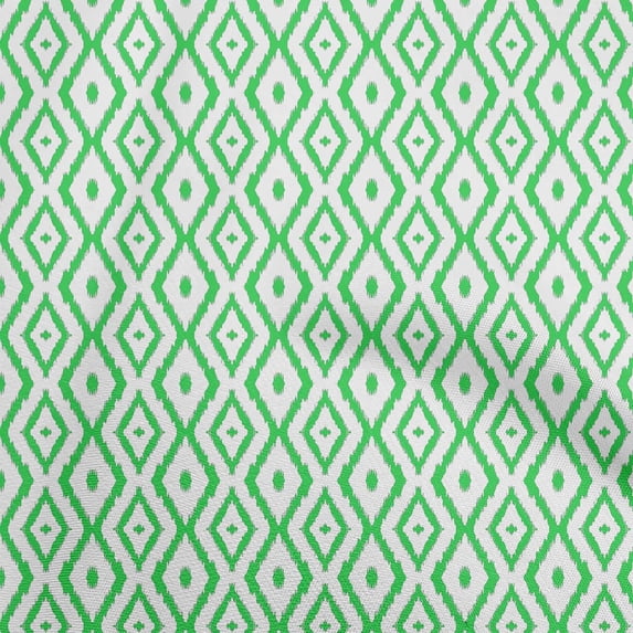 oneOone Polyester Lycra Sea Green Fabric Ikat Sewing Material Print Fabric By The Yard 56 Inch Wide