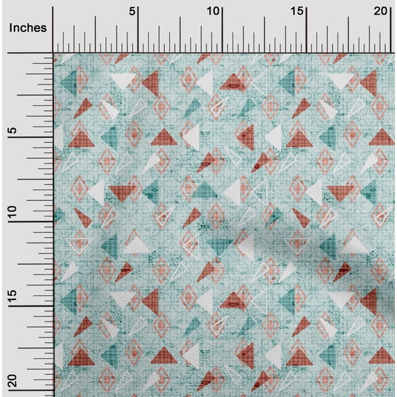 oneOone Polyester Lycra Sky Blue Fabric Texture & Triangle Geometric Dress Material Fabric Print Fabric By The Yard 56 Inch Wide