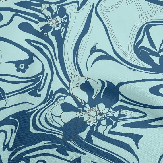 oneOone Polyester Lycra Teal Blue Fabric Abstracts Fabric For Sewing Printed Craft Fabric By The Yard 56 Inch Wide