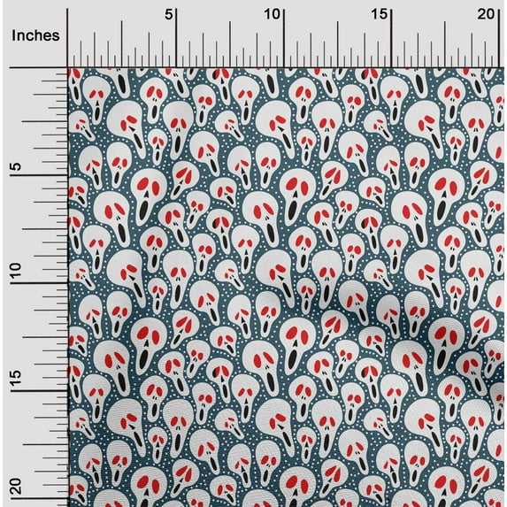 oneOone Polyester Lycra Teal Blue Fabric Halloween Craft Projects Decor Fabric Printed By The Yard 56 Inch Wide