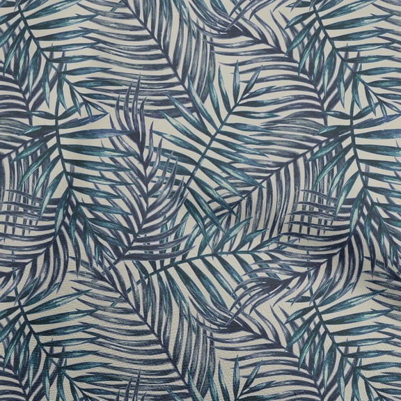 oneOone Polyester Lycra Teal Blue Fabric Leaves Sewing Craft Projects Fabric Prints By Yard 56 Inch Wide