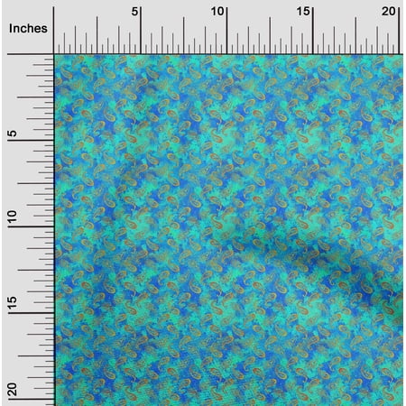 oneOone Polyester Lycra Turquoise Blue Fabric Batik Craft Projects Decor Fabric Printed By The Yard 56 Inch Wide