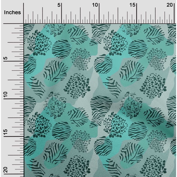 oneOone Polyester Lycra Turquoise Blue Fabric Skins Animal Sewing Material Print Fabric By The Yard 56 Inch Wide