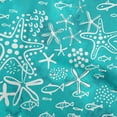 thumbnail image 1 of oneOone Polyester Lycra Turquoise Blue Fabric Starfish & Fish Quilting Supplies Print Sewing Fabric By The Yard 56 Inch Wide, 1 of 6