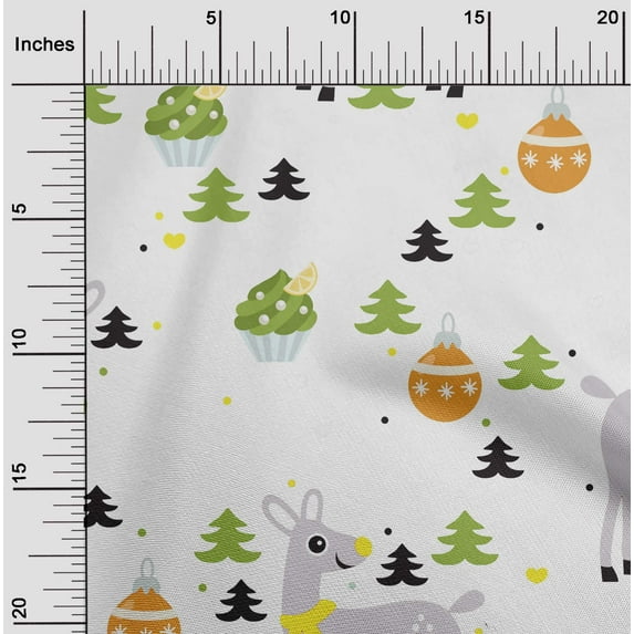 oneOone Polyester Lycra White Fabric Christmas Sewing Fabric By The Yard Printed Diy Clothing Sewing Supplies 56 Inch Wide