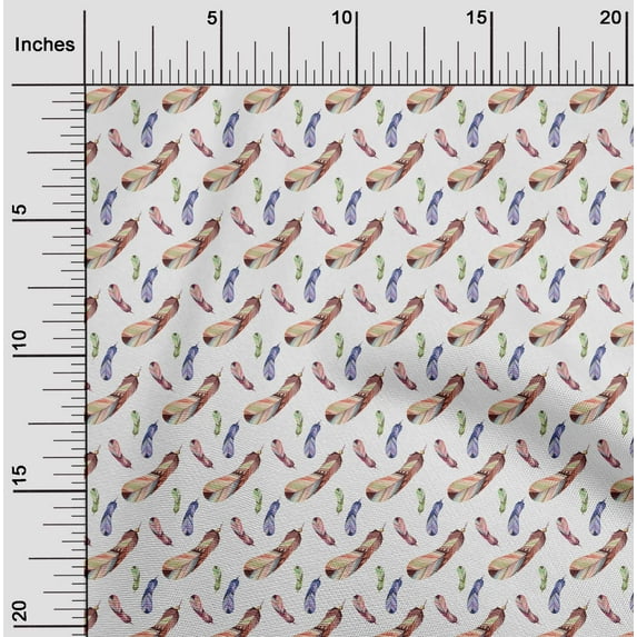 oneOone Polyester Lycra White Fabric Feather Feather Craft Project Decor Fabric Print By The Yards 56 -Inch Wide