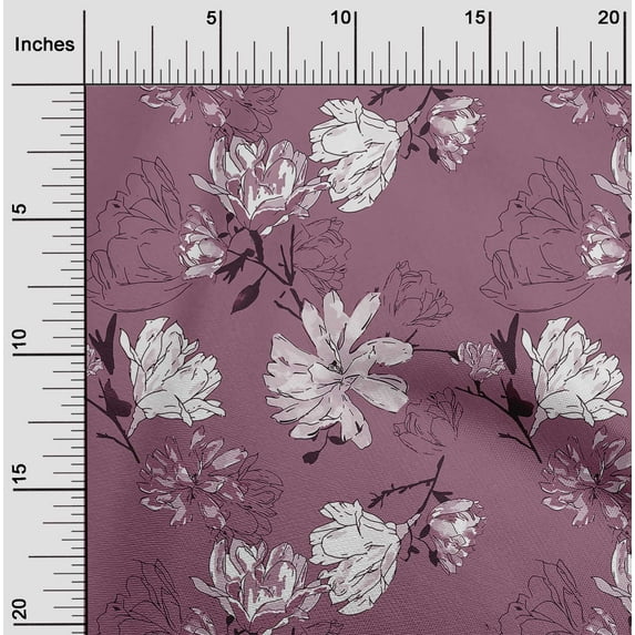 oneOone Polyester Lycra Wine Fabric Florals Sewing Fabric By The Yard Printed Diy Clothing Sewing Supplies 56 Inch Wide
