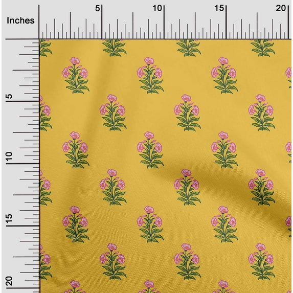 oneOone Polyester Lycra Yellow Fabric Stripe & Floral Block Diy Clothing Quilting Fabric Print Fabric By Yard 56 Inch Wide